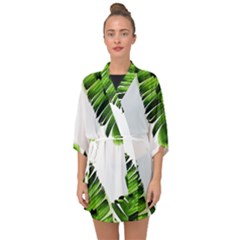 Banana Leaves Half Sleeve Chiffon Kimono by goljakoff