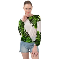 Banana Leaves Banded Bottom Chiffon Top by goljakoff