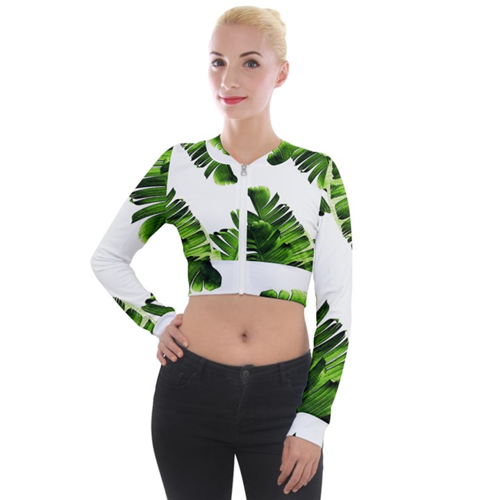 Banana leaves Long Sleeve Cropped Velvet Jacket