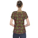 Rainbow Heavy Metal Artificial Leather Lady Among Spring Flowers Short Sleeve Front Detail Top View2