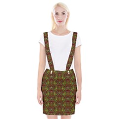 Rainbow Heavy Metal Artificial Leather Lady Among Spring Flowers Braces Suspender Skirt by pepitasart