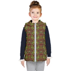 Rainbow Heavy Metal Artificial Leather Lady Among Spring Flowers Kids  Hooded Puffer Vest by pepitasart