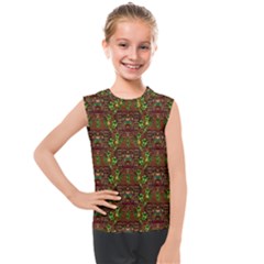 Rainbow Heavy Metal Artificial Leather Lady Among Spring Flowers Kids  Mesh Tank Top by pepitasart