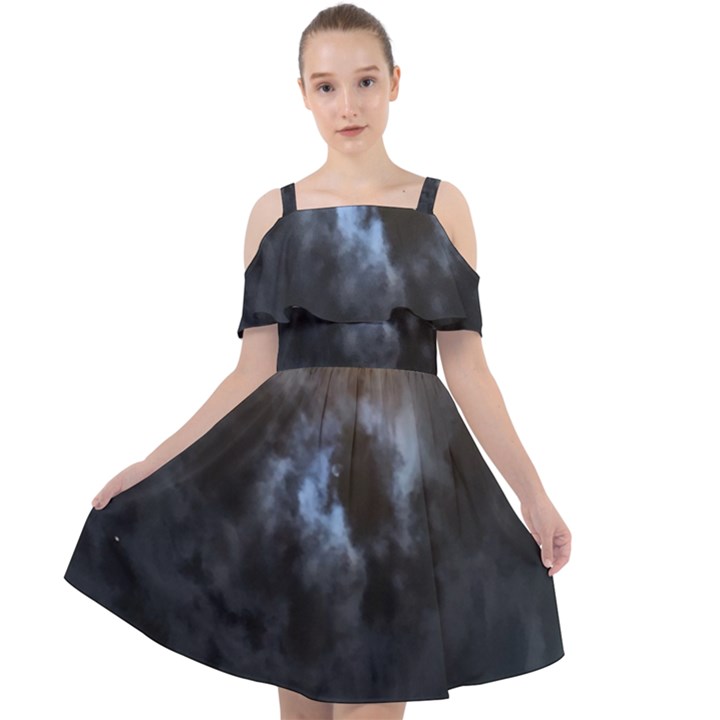 Mystic Moon Collection Cut Out Shoulders Chiffon Dress