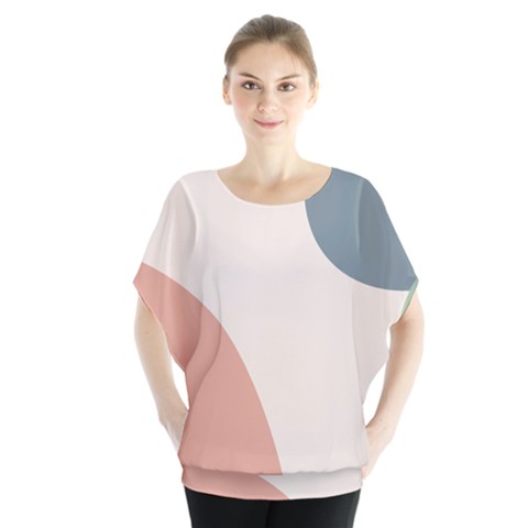 Abstract Shapes  Batwing Chiffon Blouse by Sobalvarro