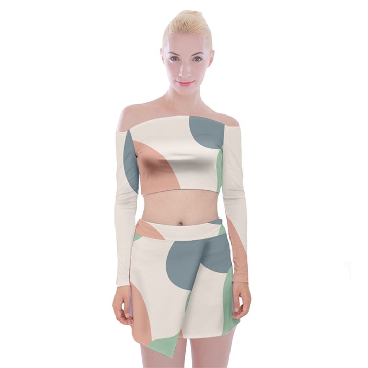 Abstract shapes  Off Shoulder Top with Mini Skirt Set