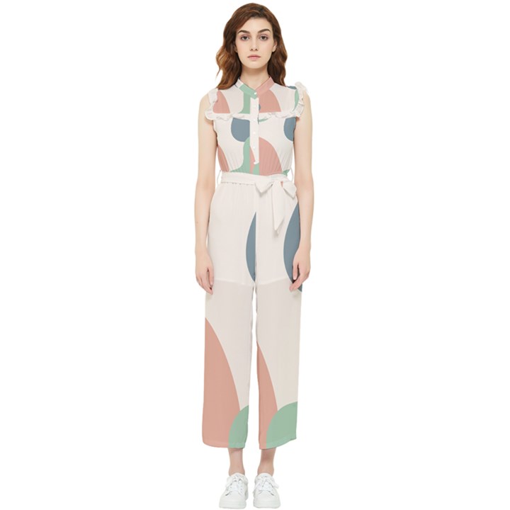 Abstract shapes  Women s Frill Top Jumpsuit