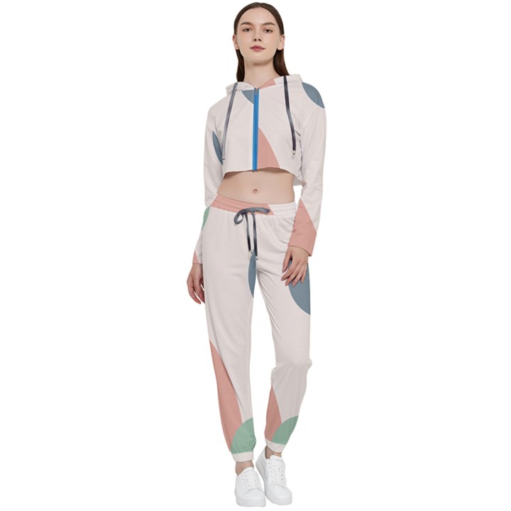 Abstract shapes  Cropped Zip Up Lounge Set