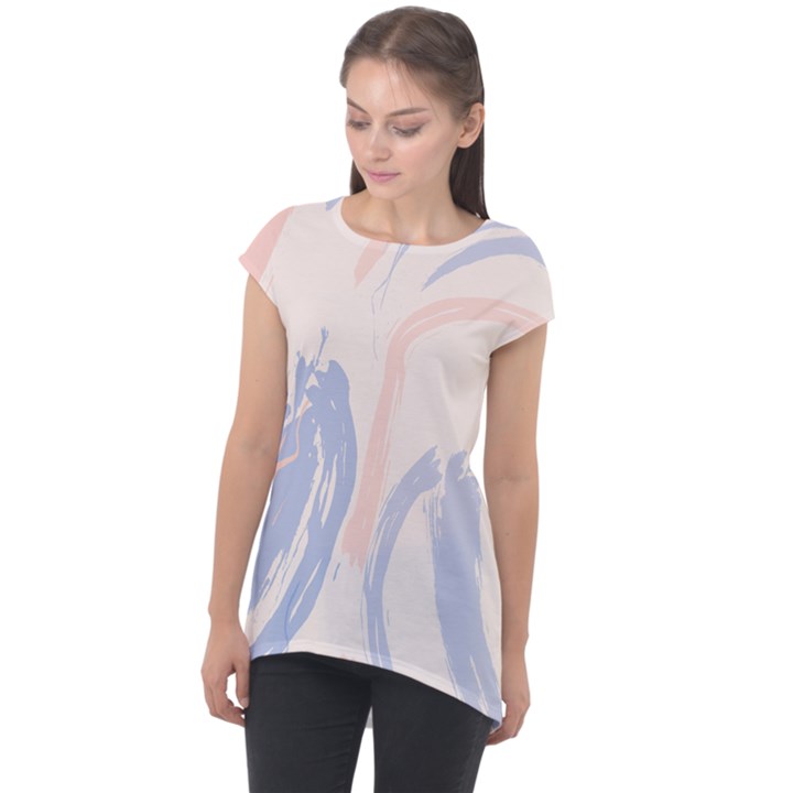 Marble stains  Cap Sleeve High Low Top