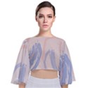 Marble stains  Tie Back Butterfly Sleeve Chiffon Top View1