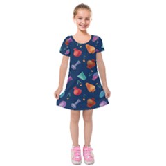 05141f08-637d-48fd-b985-cd72ed8157f3 Kids  Short Sleeve Velvet Dress by SychEva