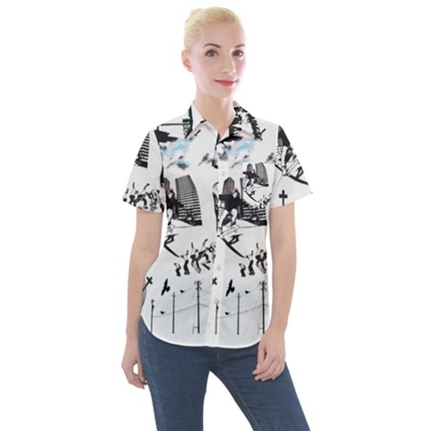 Skater-underground Women s Short Sleeve Pocket Shirt by PollyParadise