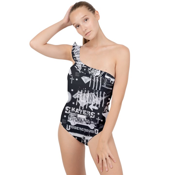 Skater-underground2 Frilly One Shoulder Swimsuit