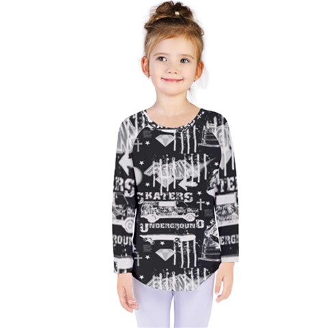 Skater-underground2 Kids  Long Sleeve Tee by PollyParadise