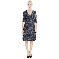 Abstract Surface Artwork Wrap Up Cocktail Dress