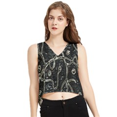 Abstract Surface Artwork V-neck Cropped Tank Top