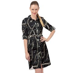 Abstract Surface Artwork Long Sleeve Mini Shirt Dress by dflcprintsclothing