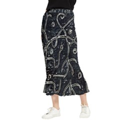 Abstract Surface Artwork Maxi Fishtail Chiffon Skirt