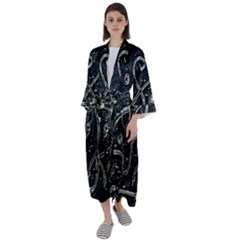 Abstract Surface Artwork Maxi Satin Kimono