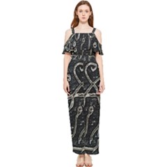 Abstract Surface Artwork Draped Sleeveless Chiffon Jumpsuit