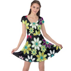 Flowerpower Cap Sleeve Dress by PollyParadise