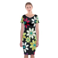 Flowerpower Classic Short Sleeve Midi Dress by PollyParadise