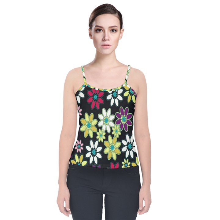 Flowerpower Velvet Spaghetti Strap Top