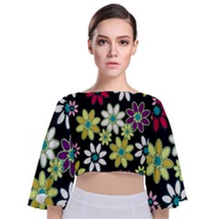 Flowerpower Tie Back Butterfly Sleeve Chiffon Top