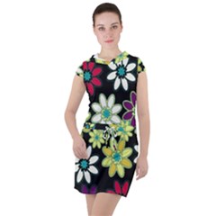 Flowerpower Drawstring Hooded Dress