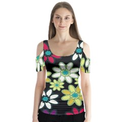 Flowerpower Butterfly Sleeve Cutout Tee 