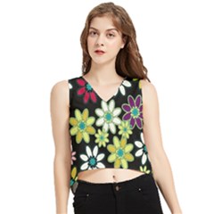 Flowerpower V-neck Cropped Tank Top