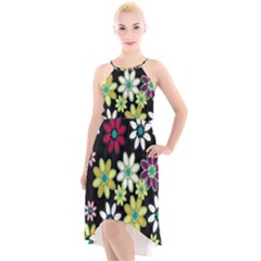 Flowerpower High-low Halter Chiffon Dress  by PollyParadise