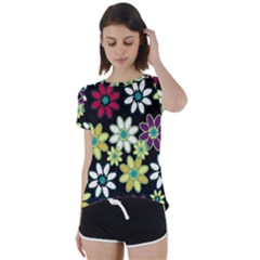 Flowerpower Short Sleeve Foldover Tee by PollyParadise