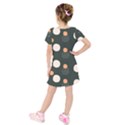 Black peach white  Kids  Short Sleeve Velvet Dress View2