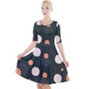 Black peach white  Quarter Sleeve A-Line Dress View1