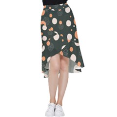 Black Peach White  Frill Hi Low Chiffon Skirt