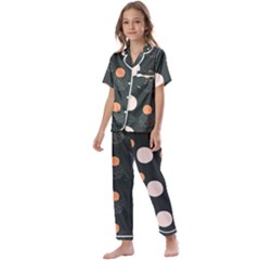 Black Peach White  Kids  Satin Short Sleeve Pajamas Set by Sobalvarro