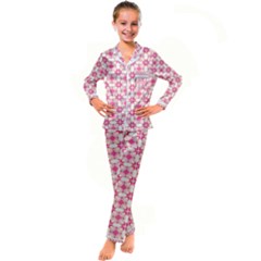 Pink-shabby-chic Kid s Satin Long Sleeve Pajamas Set by PollyParadise