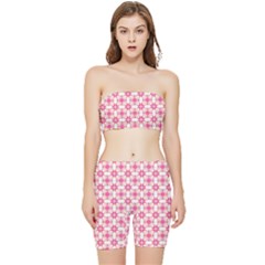 Pink-shabby-chic Stretch Shorts And Tube Top Set