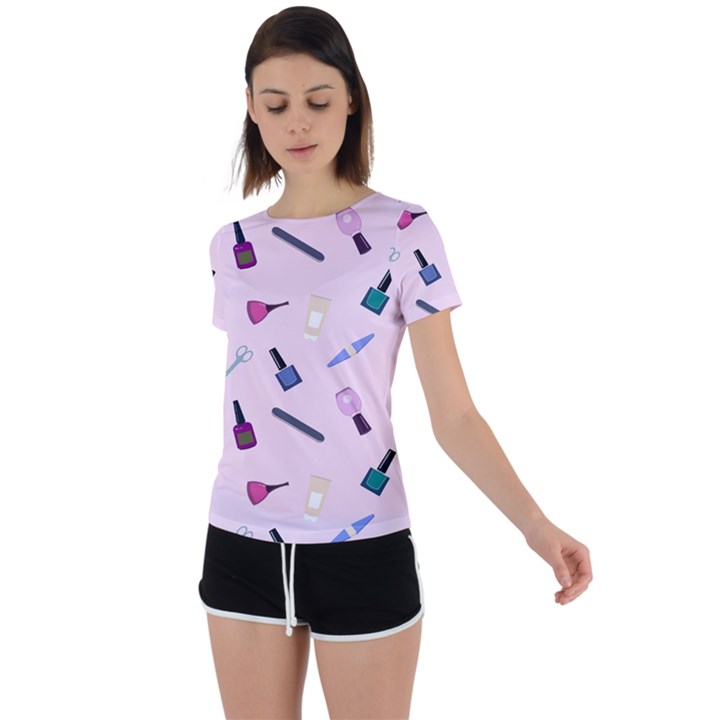 Accessories For Manicure Back Circle Cutout Sports Tee