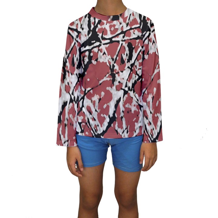 Vibrant Abstract Textured Artwork Print Kids  Long Sleeve Swimwear