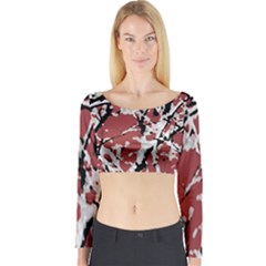 Vibrant Abstract Textured Artwork Print Long Sleeve Crop Top