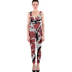 Vibrant Abstract Textured Artwork Print One Piece Catsuit by dflcprintsclothing