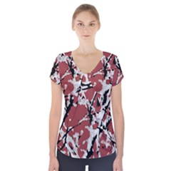 Vibrant Abstract Textured Artwork Print Short Sleeve Front Detail Top by dflcprintsclothing