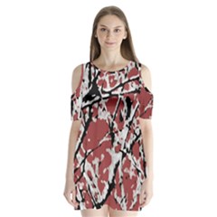 Vibrant Abstract Textured Artwork Print Shoulder Cutout Velvet One Piece by dflcprintsclothing