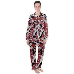 Vibrant Abstract Textured Artwork Print Satin Long Sleeve Pajamas Set by dflcprintsclothing