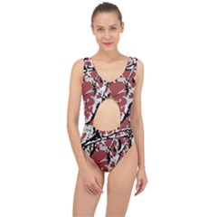 Vibrant Abstract Textured Artwork Print Center Cut Out Swimsuit by dflcprintsclothing