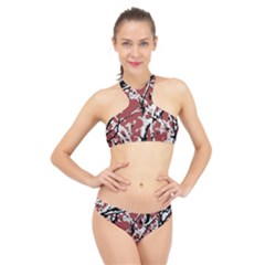 Vibrant Abstract Textured Artwork Print High Neck Bikini Set by dflcprintsclothing