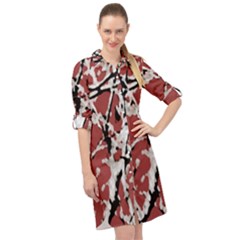 Vibrant Abstract Textured Artwork Print Long Sleeve Mini Shirt Dress by dflcprintsclothing