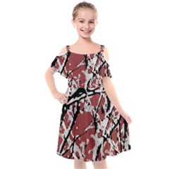 Vibrant Abstract Textured Artwork Print Kids  Cut Out Shoulders Chiffon Dress by dflcprintsclothing